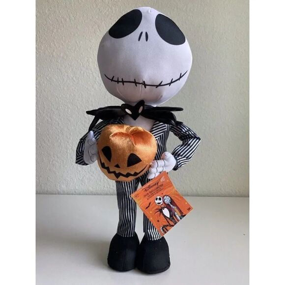 Jack Skellington Plush Door Greeter Holding Pumpkin Nightmare Before Christmas - Picture 1 of 9